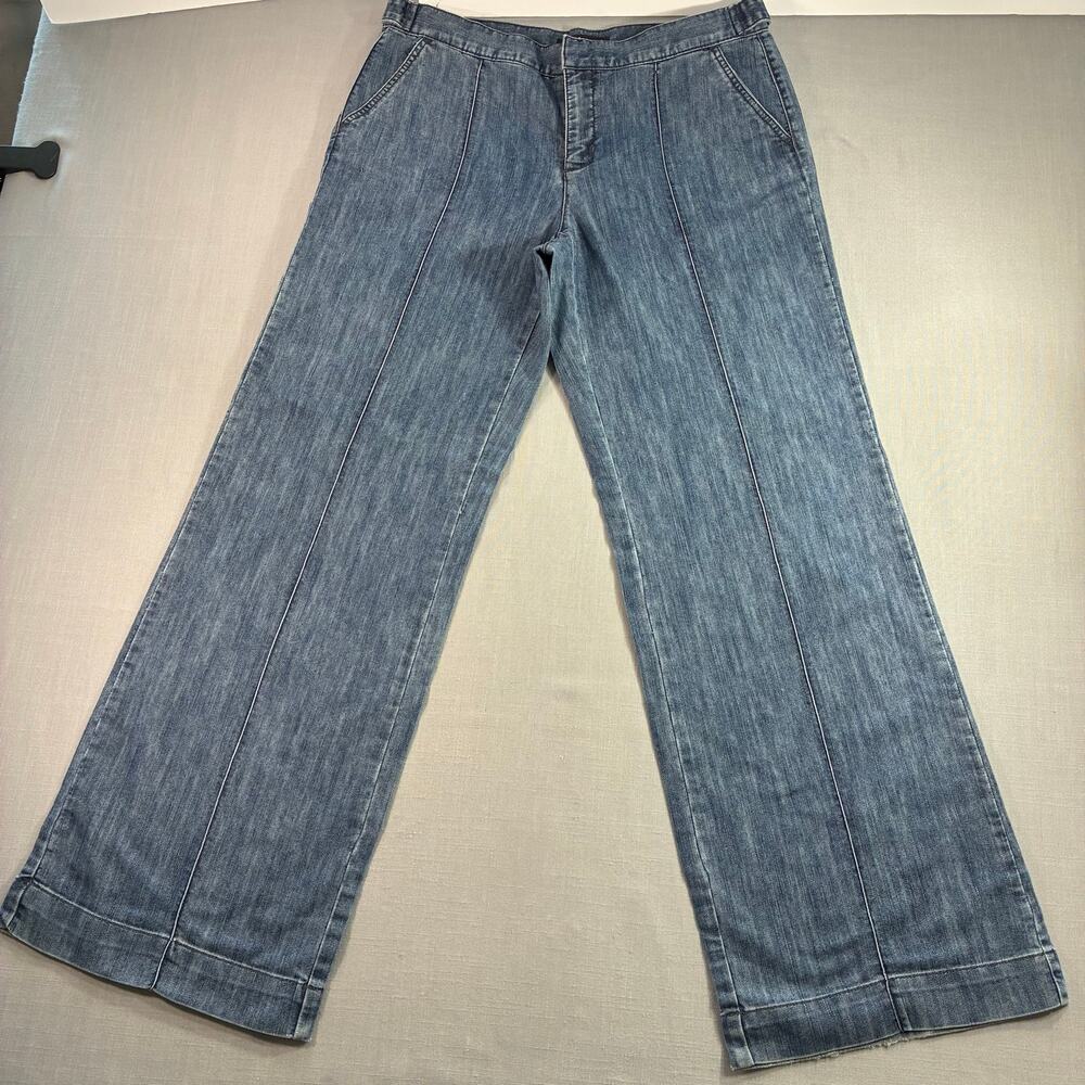 Daisy Fuentes Wide Leg Trouser Jeans Women's 10 Blue Denim Casual Pants